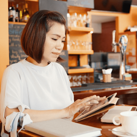 Business owner holding tablet